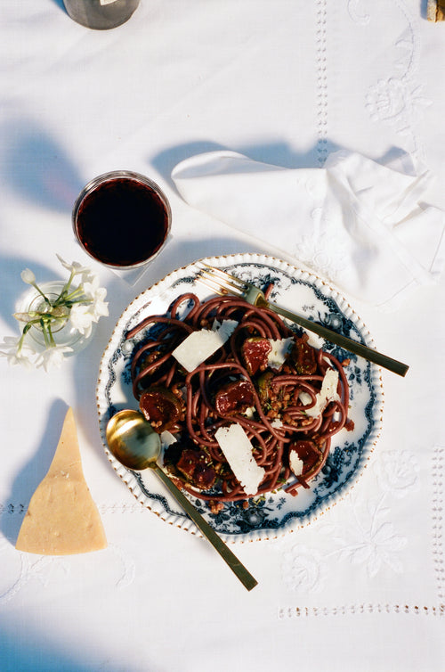 Drunken Pasta With Pancetta & Figs