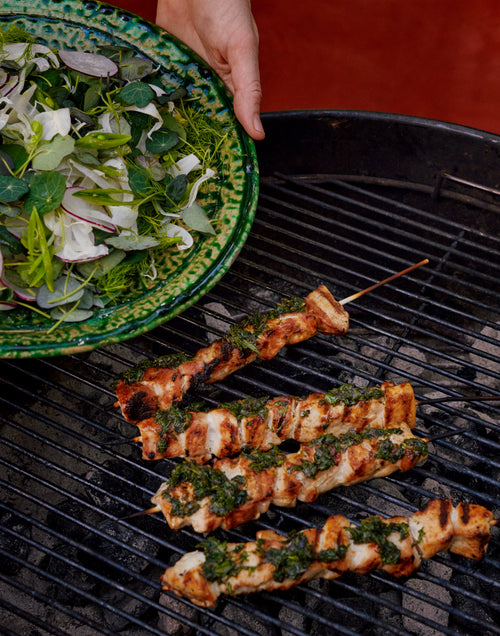 Chicken Kabobs with Spring Garlic Chimmichuri