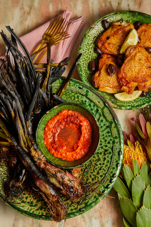 Chicken Thighs with Spring Onion & Romesco