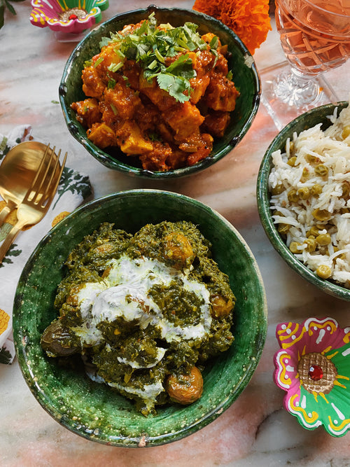 Diwali Greens with Baby Potatoes (Saag Aloo)