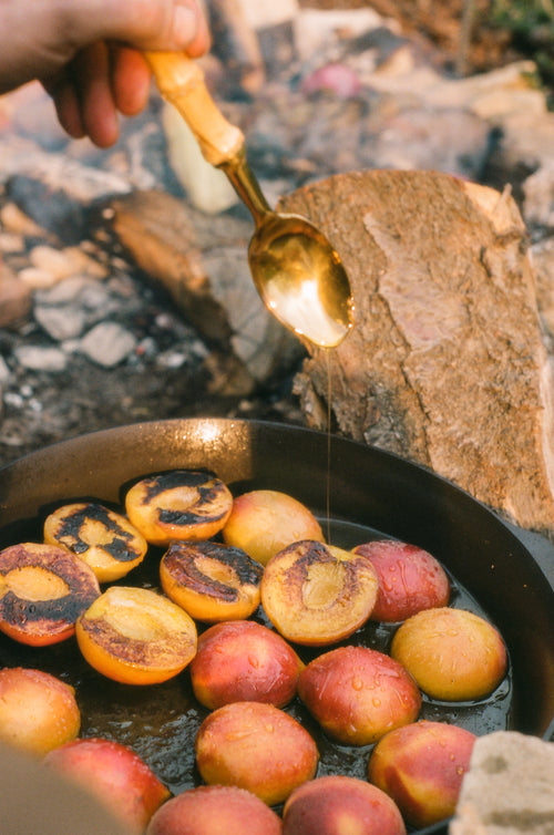 Grilled Peaches with Orange Blossom Mascarpone and Brown Buttery Honey