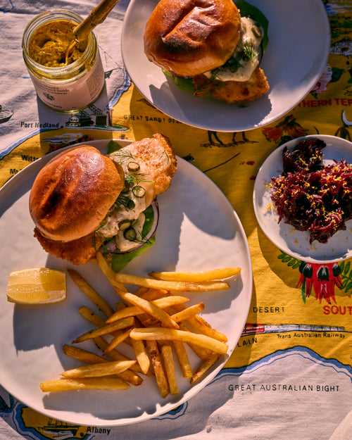 Crumbed Fish Sandwich with Beet Salad