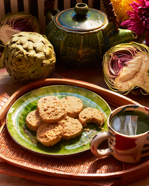 Pistachio & Pumpkin Seed Shortbread with Artichoke Tea