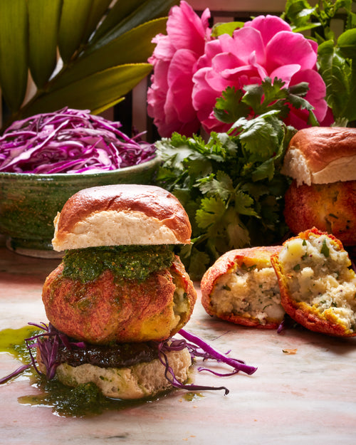 Vada Pav with Tamarind and Cilantro Chutney