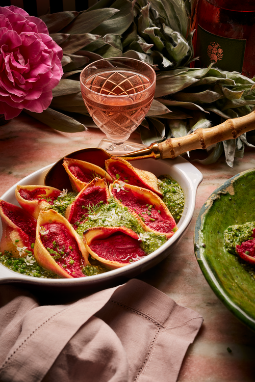 Beet Shells with Herb Sauce