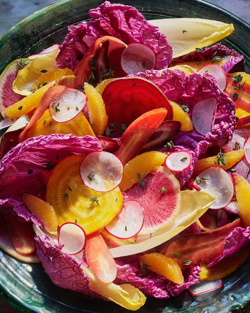 Shaved Root Salad with Grapefruit Thyme Dressing