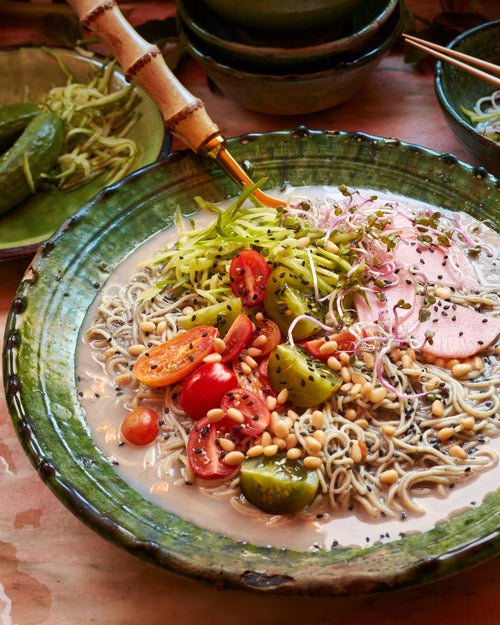 Sprouted Cold Black Sesame Soy Milk Noodles