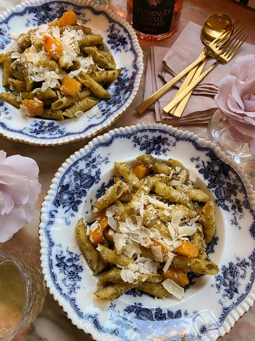 Butternut Squash Penne Pasta with Mint Basil Pesto