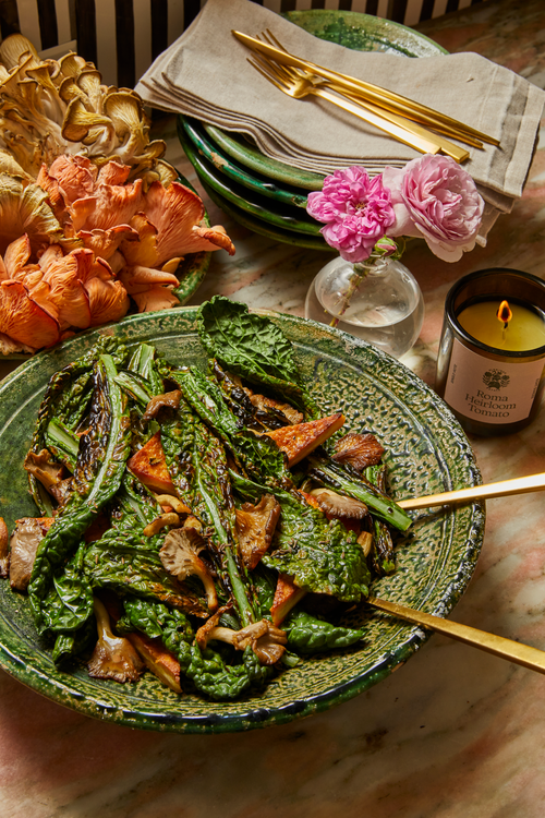 Grilled Kale and Mushroom Salad